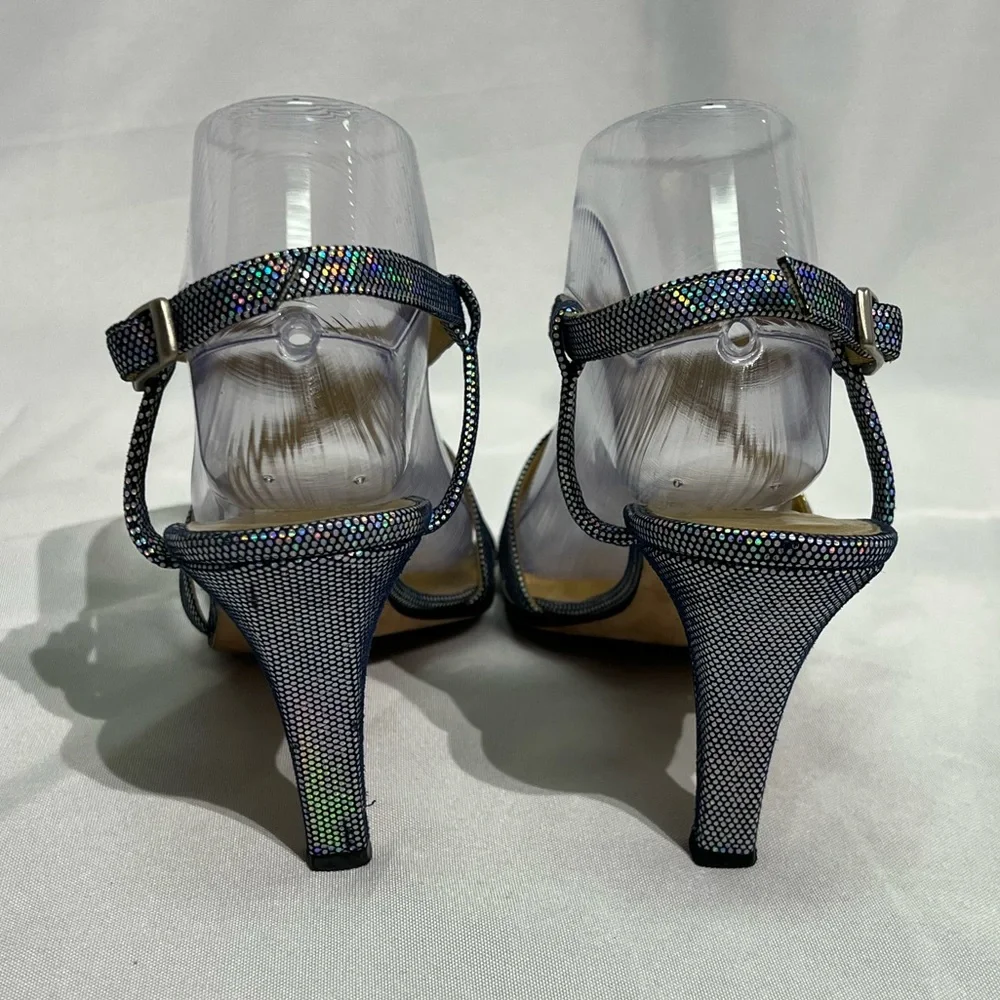 ESCADA Vintage Metallic Rainbow Strappy Heels - size 9B - Picture 9 of 13